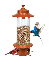 LYKENTOR squirrel-proof feeder with rust roof for durable outdoor use attracting birds