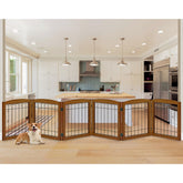 LZRS 6-panel gate front view with cherry wood and steel wire for sturdy safety