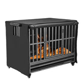 M JJYPET 48-inch crate cover front view shows blackout privacy for calm naps.