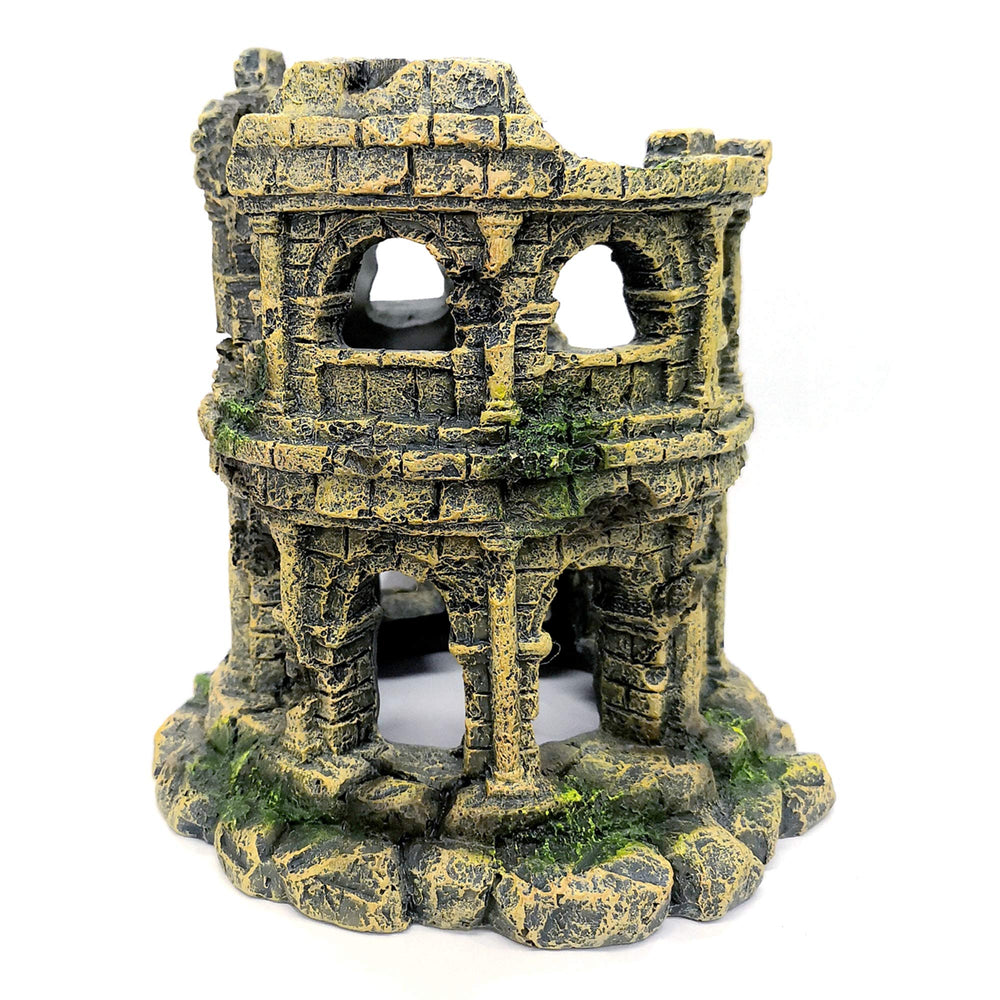 M2cbridge roman-column-round-aquarium-decoration provides a dramatic focal point and hiding spot for fish.