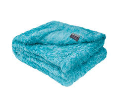 MACEVIA Fluffy Fleece dog blanket sea blue folded for cozy warmth.
