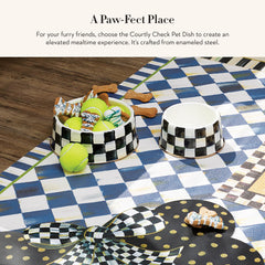 MacKenzie-Childs pet bowl Courtly Check design adds stylish food presentation