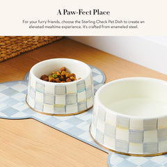 MacKenzie-Childs pet bowl Sterling Check pattern adds stylish mealtime flair
