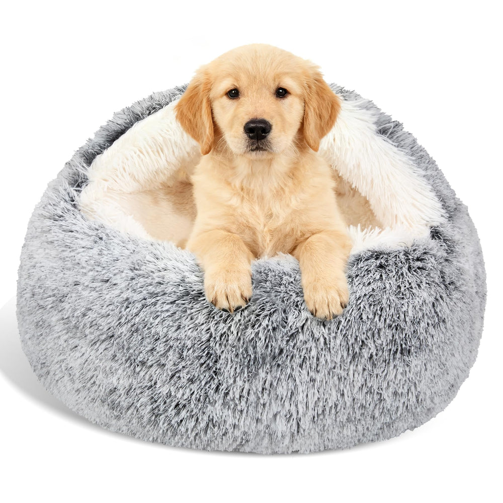MADDEMCUTE calming bed front view in grey for secure, cozy naps.