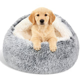 MADDEMCUTE calming bed front view in grey for secure, cozy naps.