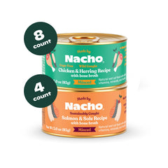 Made by Nacho pate wet cat food three flavors closeup highlights rich pate and hydration.