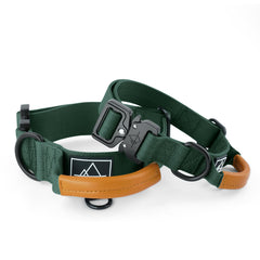 made-to-roam premium explorer collar leather-handle close-up demonstrates comfortable training grip.