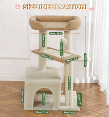Made4Pets cat tree grey condo 2-door provides a private hideaway for naps.