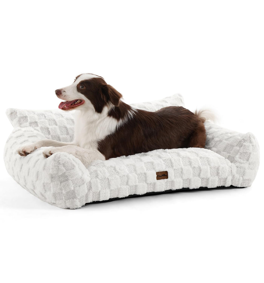 MADE 4 PETS dog couch bed with soft faux fur; plush comfort for cozy naps.