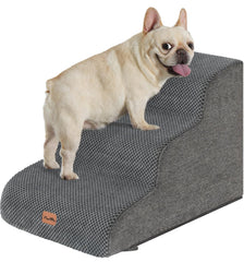 MADE 4 PETS dog stairs 3-step foam shows gentle climb for small dogs