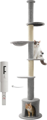 Made4Pets floor-to-ceiling cat tree with adjustable height fits ceilings precisely for diverse spaces