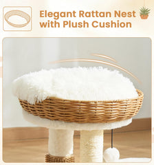 Made4Pets PE rattan cat tree sisal post satisfies claws and protects furniture.