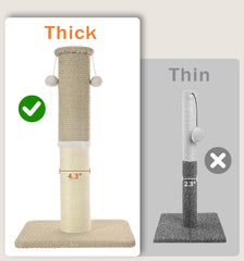 Made4Pets tall cat scratching post features soft carpet and varied textures.