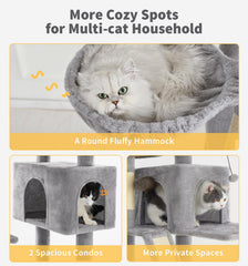 Made4Pets tall cat tree cozy hammock gives cats a soft, relaxed lounging spot.