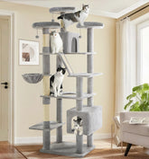 Made4Pets tall cat tree top perches offer elevated view for curious indoor cats.