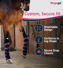 Magic Gel ice pack with strong strap closure provides stable compression.