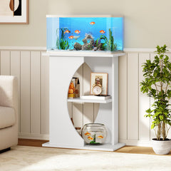 MAHANCRIS 10-gallon fish tank stand front view shows sturdy white wood frame.
