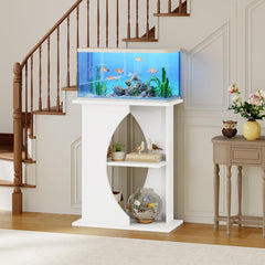 MAHANCRIS 10-gallon fish tank stand middle shelf holds accessories neatly.