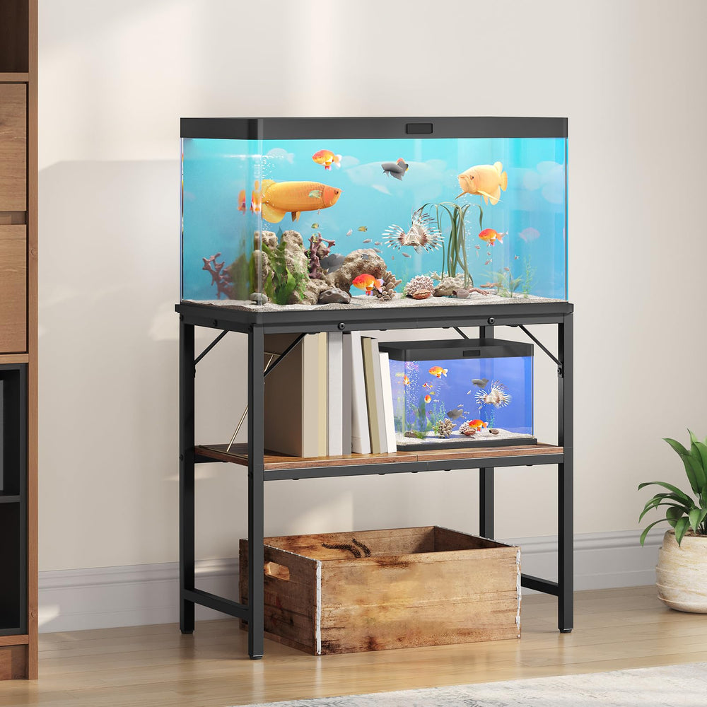 MAHANCRIS 30-gallon aquarium stand top view emphasizes its sturdy design for reliable tank placement.