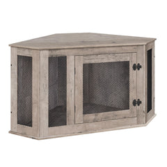 MAHANCRIS Corner Dog Crate Furniture interior view shows space-saving design for small rooms