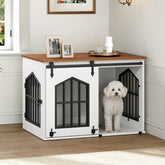 MAHANCRIS dog crate farmhouse front door design showing space-saving entry