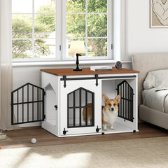 MAHANCRIS dog crate farmhouse side door for easy pet access