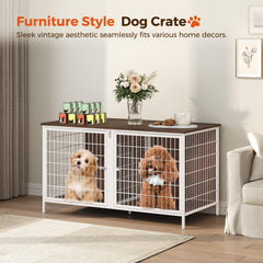 MAHANCRIS dog crate furniture interior shelf offers sturdy storage for bowls and toys.