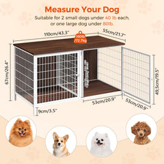 MAHANCRIS dog crate furniture removable divider enables two-dog setup.