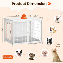 MAHANCRIS end-table crate with white finish blends with decor while housing a dog.
