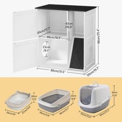 MAHANCRIS litter box enclosure ramp detail highlights climbing access and scratching mat