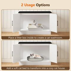 MAHANCRIS spacious wooden cabinet interior accommodates most litter boxes with less clutter