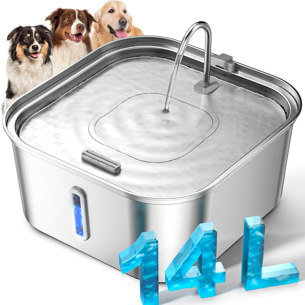 MAILOFY large dog water fountain 14L capacity keeps multi-pet homes hydrated longer.