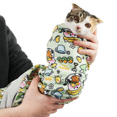 maiwoste cow corn wrap cat lying calmly during grooming enables gentle restraint