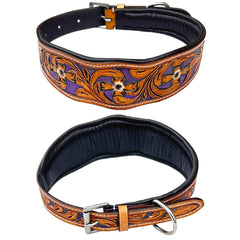 Majestic Ally leather dog collar hand-tooled—unique craftsmanship adds style on adventures
