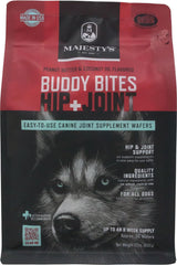 Majesty's Buddy Bites bottle pour for a tasty daily supplement for dogs