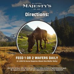 Ingredients label featuring Omega-3-6-9 and Biotin in Majesty's wafers for coat support