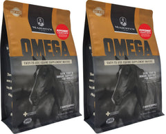 Majesty's Omega Wafers packaging bag showing a two-month supply for easy feeding