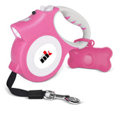 Makife retractable leash with LED light in pink for safer evening walks.
