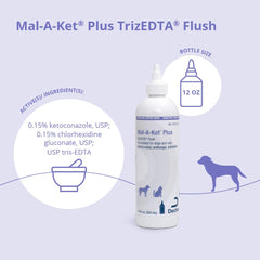 Mal-A-Ket Plus TrizEDTA Flush preservative-free formula supports safe, ready-to-use ear care.