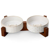 MALACASA ceramic dog bowls sized for comfortable small-pet dining.