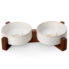 MALACASA ceramic dog bowls sized for comfortable small-pet dining.