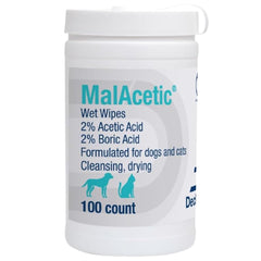 MalAcetic Wet Wipes Dry Bath canister open for quick on-the-go cleaning between baths.