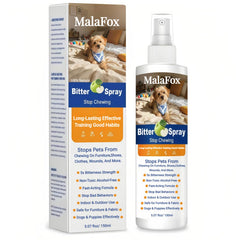 MalaFox Bitter Apple Spray bottle for quick chew deterrence and pet safety.