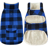 Malier Classic Plaid Fleece Dog Coat front view shows warm coverage