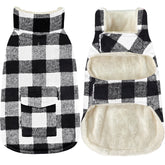 Malier Classic Plaid Fleece Dog Coat, front view, provides warm windproof protection.