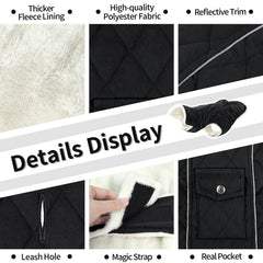 Malier dog winter coat side view with reflective strips for visibility