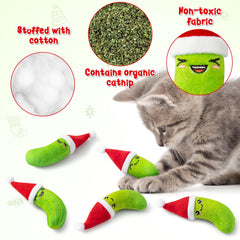 MALLMALL6 catnip toy Santa hat pickle image 3 soft cotton filling for cozy paws
