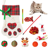 MALLMALL6 Christmas cat stockings toys set provides festive enrichment for indoor cats.