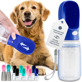 MalsiPree dog water bottle 19oz navy keeps your pup hydrated on adventures.