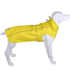MAMORE adjustable waterproof dog raincoat front view showing yellow color for visibility